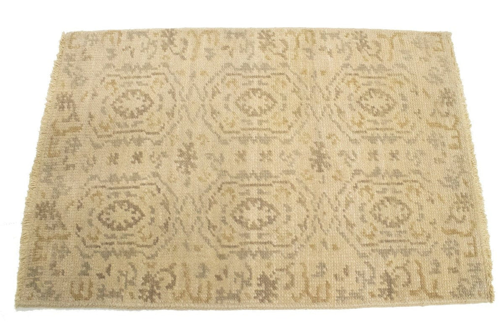 Muted Beige Floral 2X3 Chobi Oushak Oriental Rug