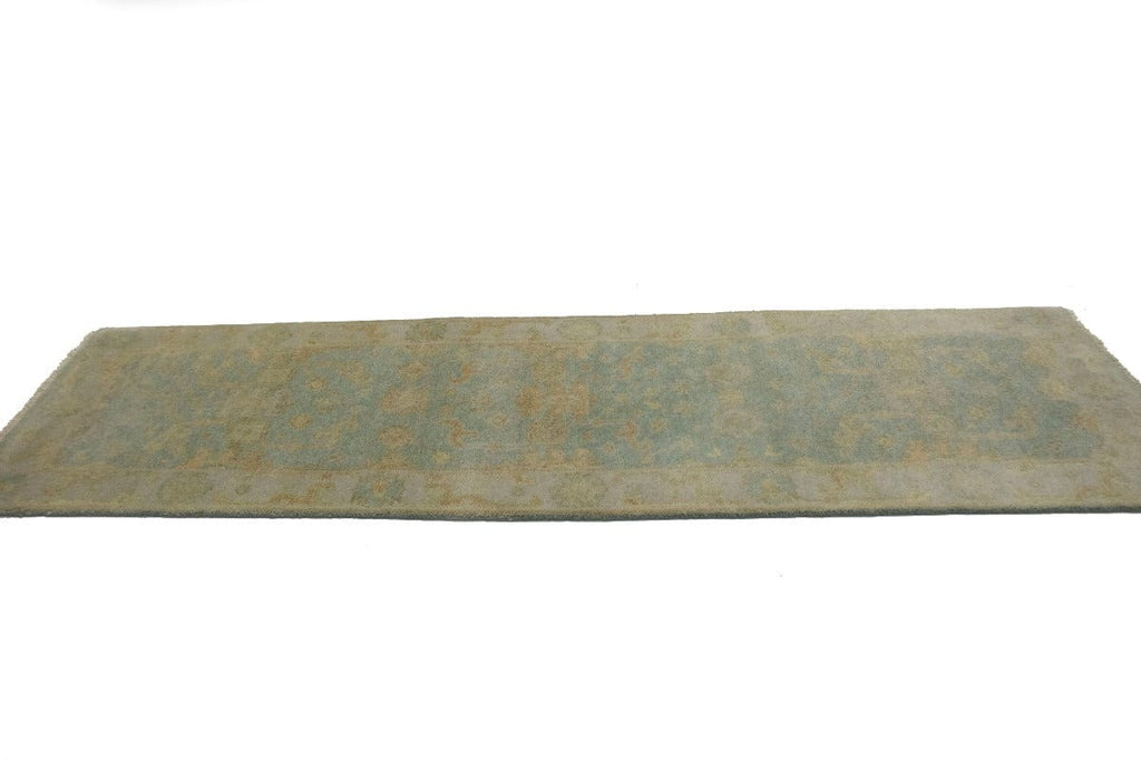 Light Teal Floral 3X8 Oushak Oriental Runner