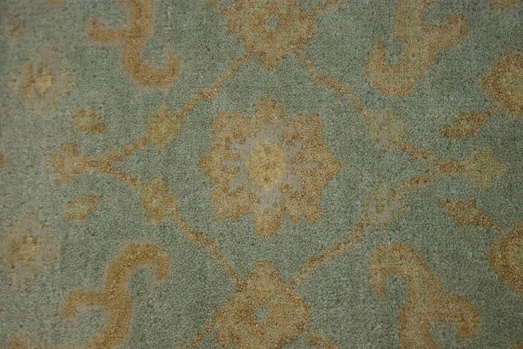 Light Teal Floral 3X8 Oushak Oriental Runner