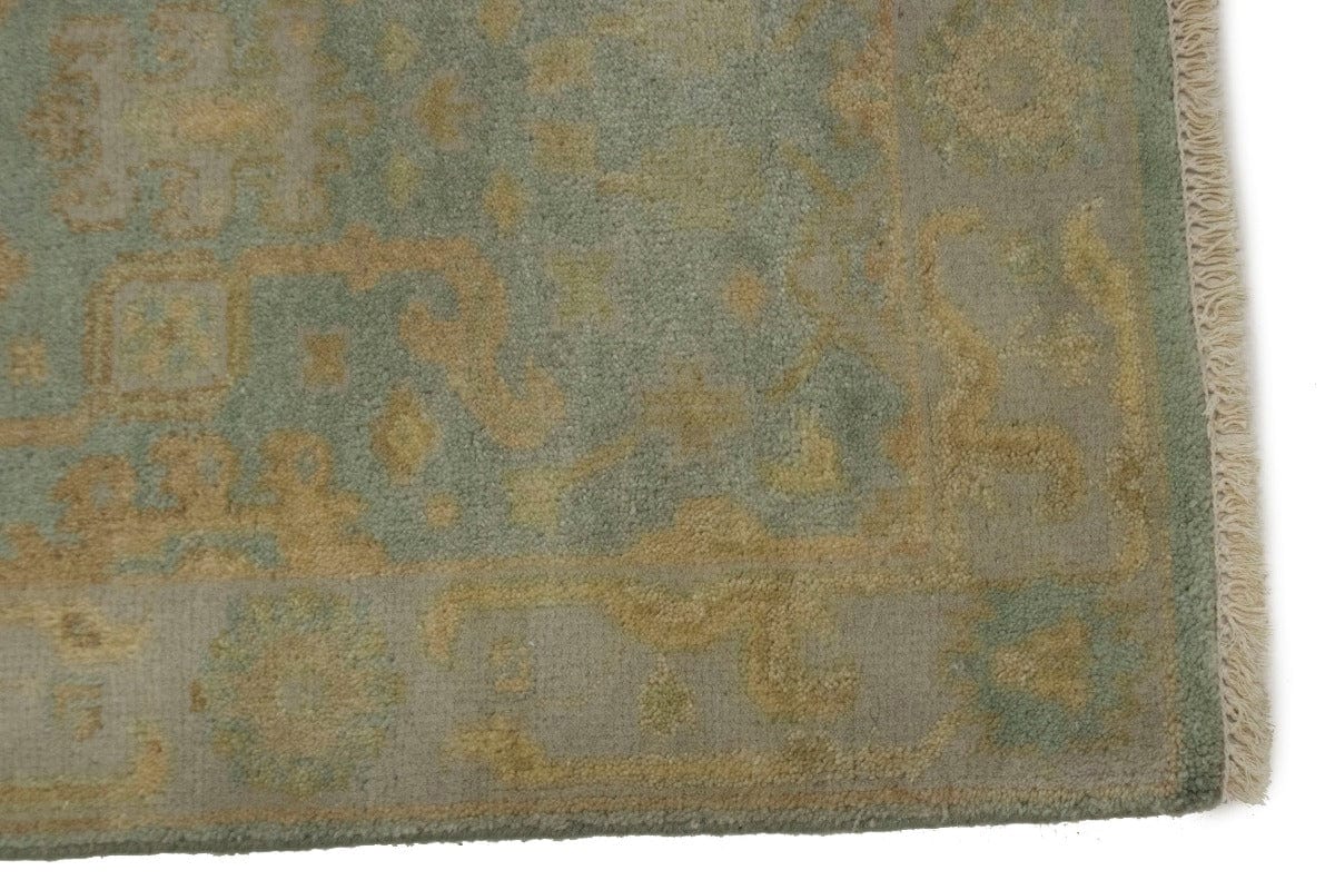 Light Teal Floral 3X8 Oushak Oriental Runner