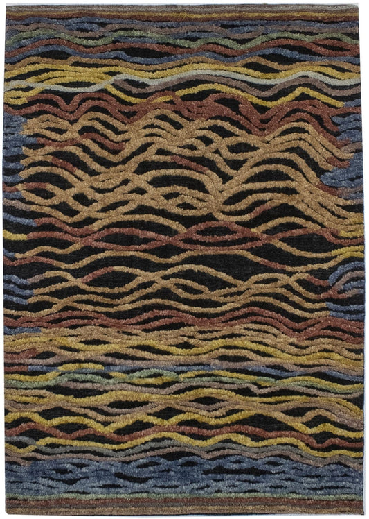 Multicolored Abstract Waves 6X8 Modern Rug