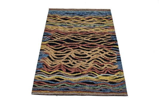 Multicolored Abstract Waves 6X8 Modern Rug