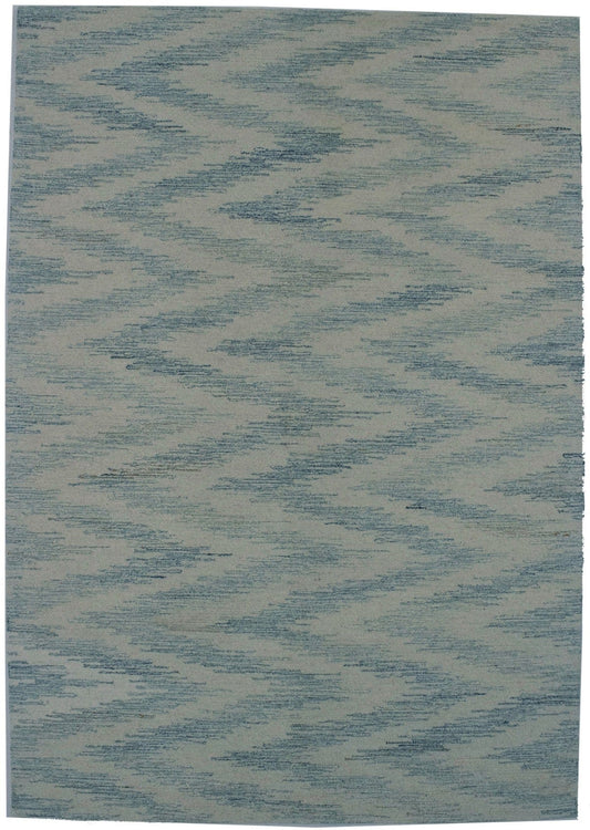 Blue & Cream 5X8 Modern Oriental Rug