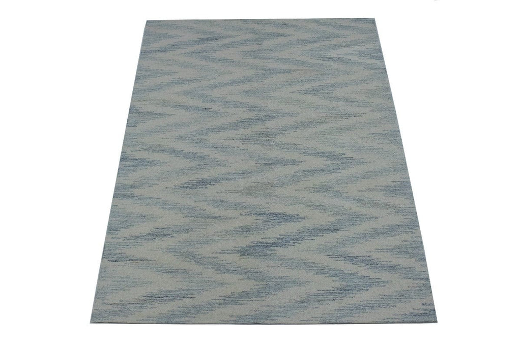 Blue & Cream 5X8 Modern Oriental Rug