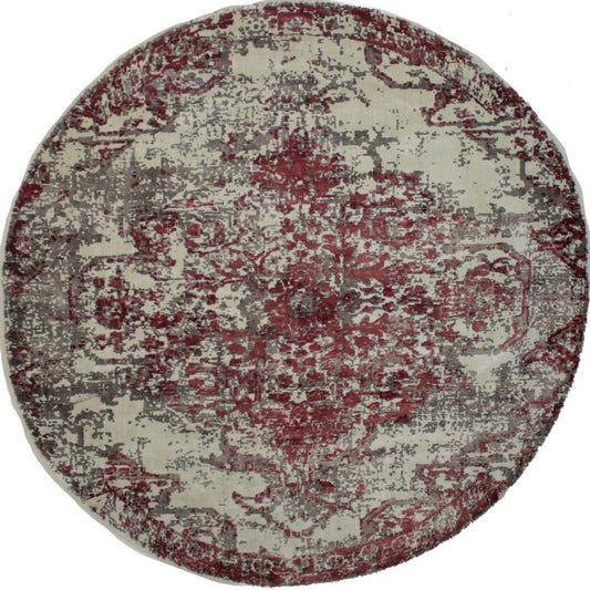 Distressed Floral Modern 6X6 Hand-Loomed Round Rug