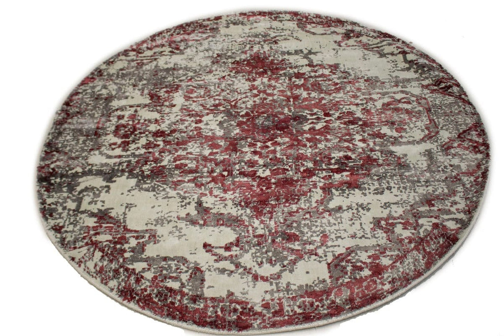 Distressed Floral Modern 6X6 Hand-Loomed Round Rug