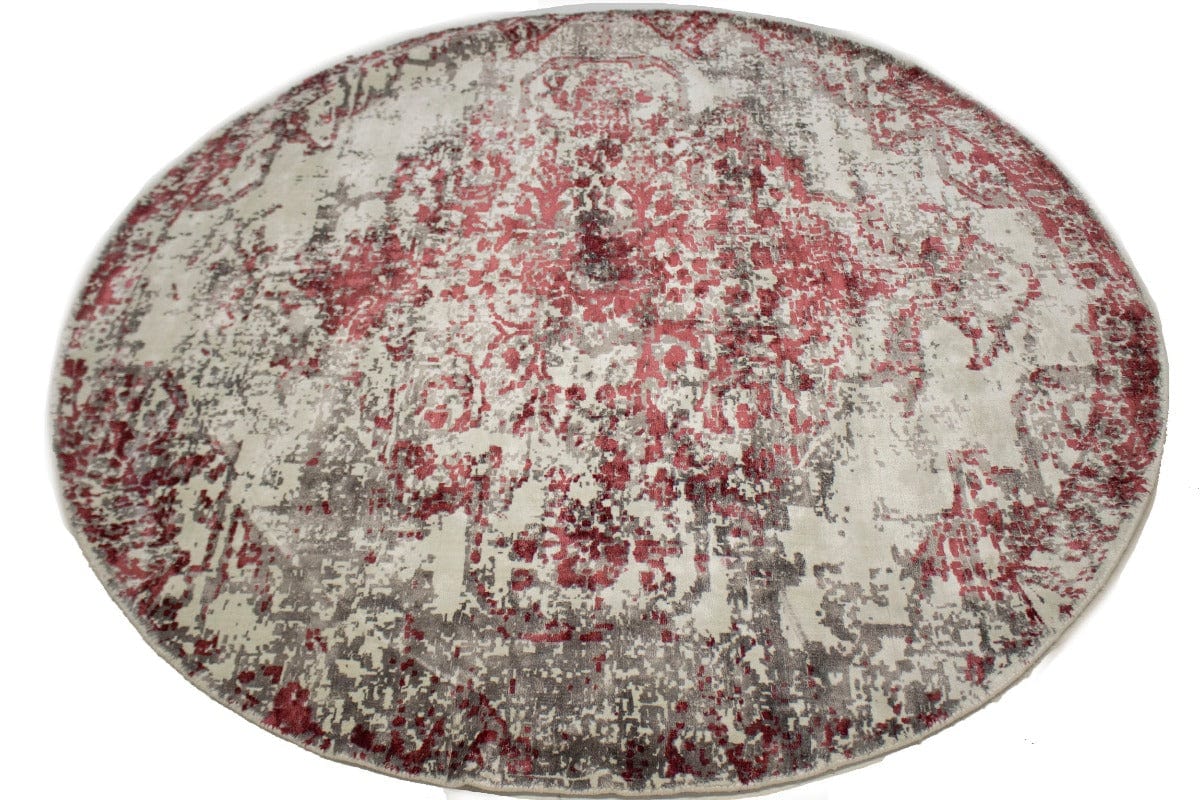 Distressed Floral Modern 6X6 Hand-Loomed Round Rug