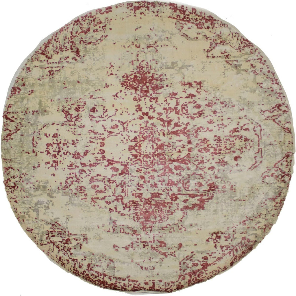 Distressed Floral Modern 6X6 Hand-Loomed Round Rug