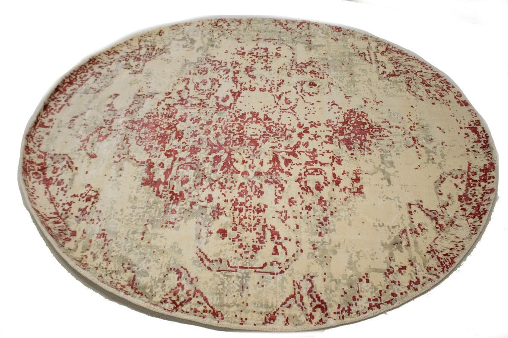 Distressed Floral Modern 6X6 Hand-Loomed Round Rug