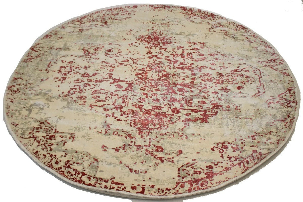 Distressed Floral Modern 6X6 Hand-Loomed Round Rug