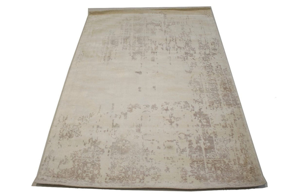 Distressed Cream Floral 4X6 Hand-Loomed Modern Rug
