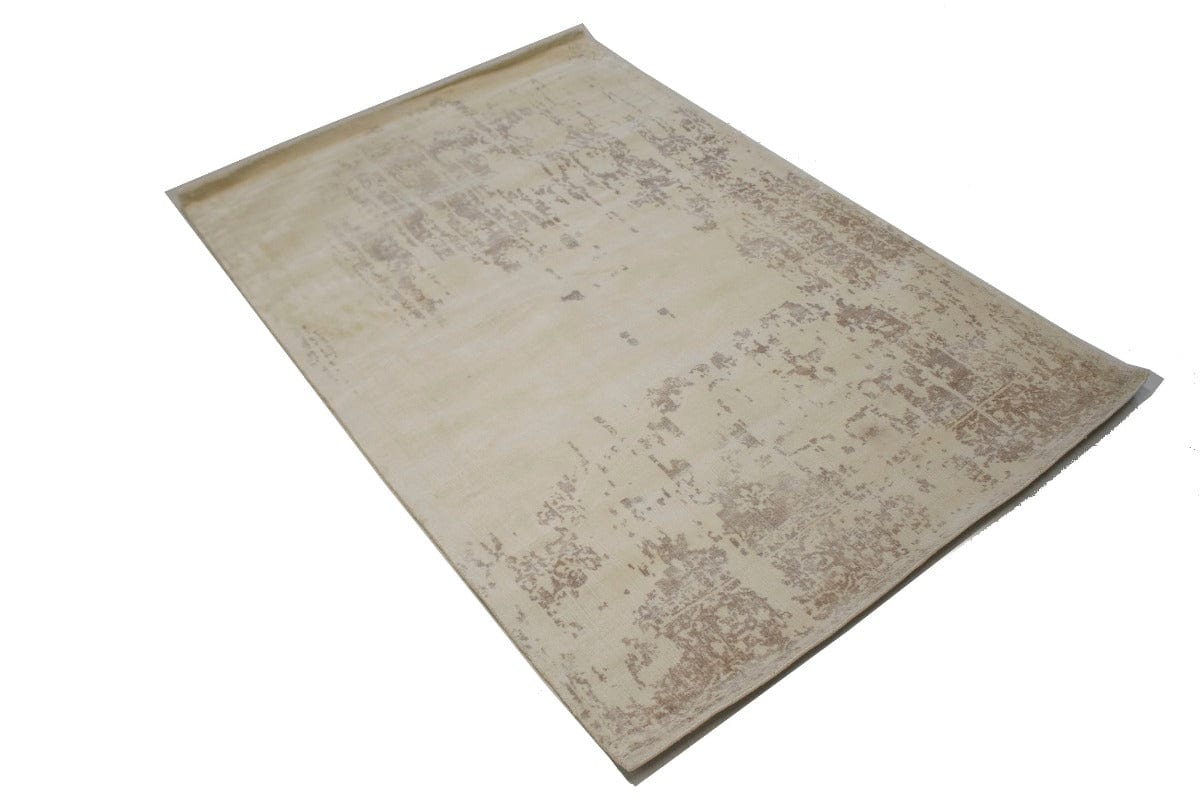 Distressed Cream Floral 4X6 Hand-Loomed Modern Rug