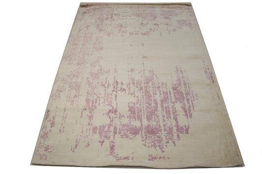 Distressed Cream Floral 4X6 Hand-Loomed Modern Rug