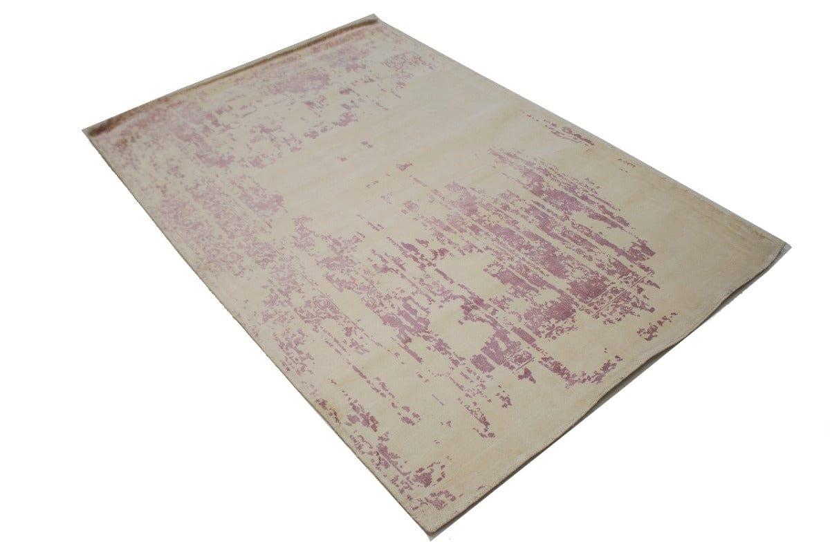 Distressed Cream Floral 4X6 Hand-Loomed Modern Rug