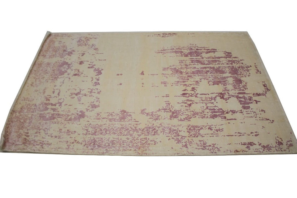 Distressed Cream Floral 4X6 Hand-Loomed Modern Rug