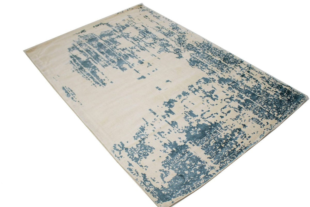 Distressed Slate Blue Floral 4X6 Hand-Loomed Modern Rug