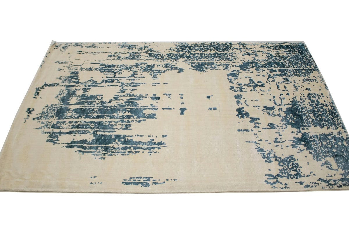 Distressed Slate Blue Floral 4X6 Hand-Loomed Modern Rug