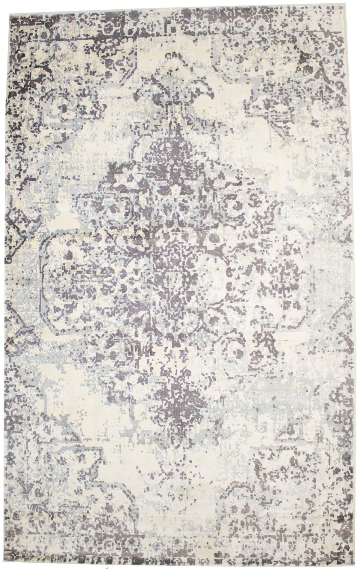 Distressed Brown Cream Floral 5X8 Hand-Loomed Modern Rug