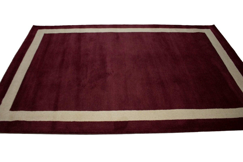 Wine Red Modern 6X9 Hand-Tufted Rug