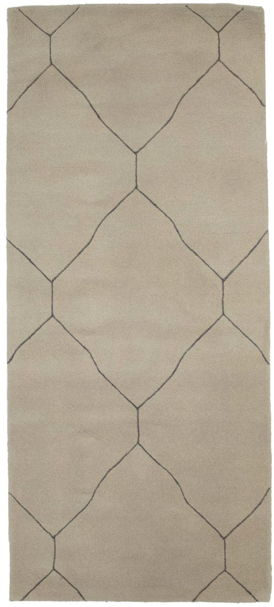 Beige Geometric Modern 3X6 Hand-Tufted Rug