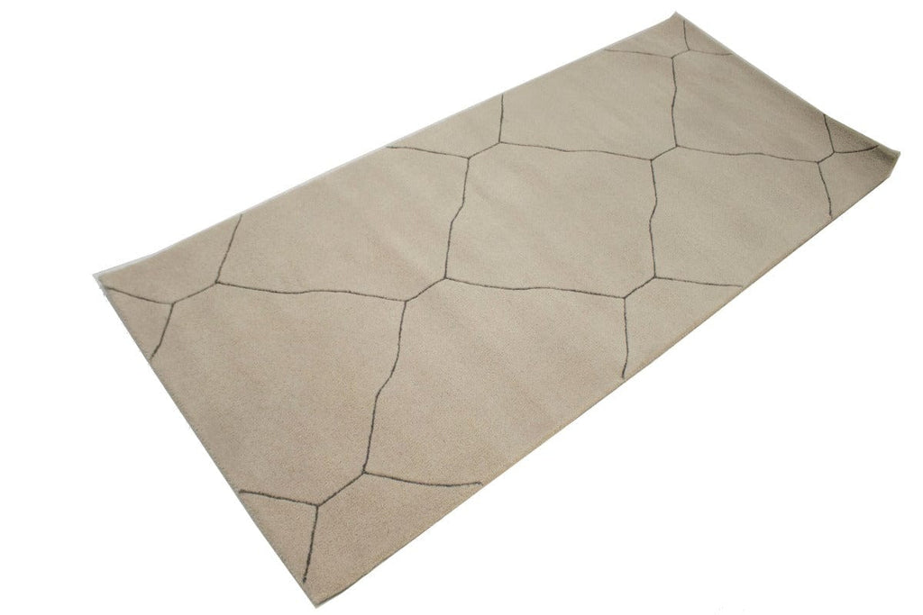 Beige Geometric Modern 3X6 Hand-Tufted Rug