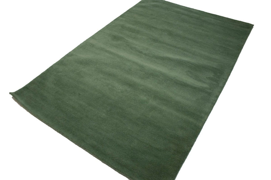 Green Solid Modern 5X8 Hand-Tufted Rug