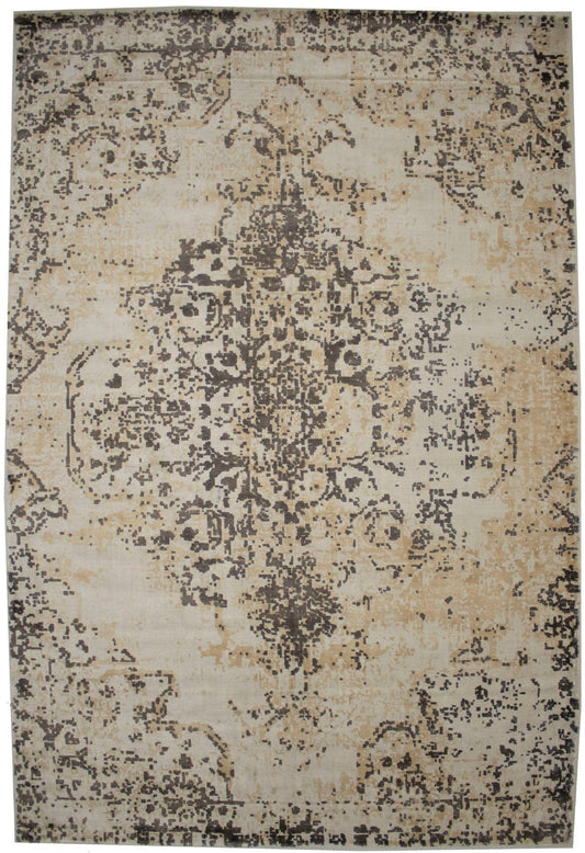 Distressed Brown Floral Modern 6X9 Hand-Loomed Rug