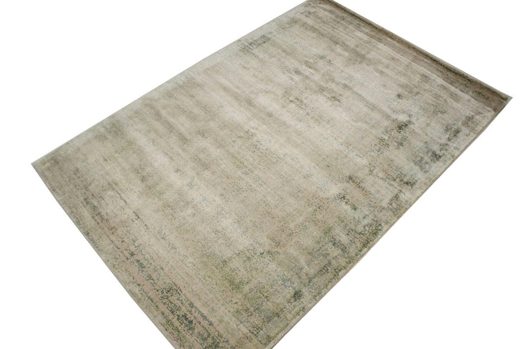 Distressed Green Floral 4X6 Hand-Loomed Modern Rug