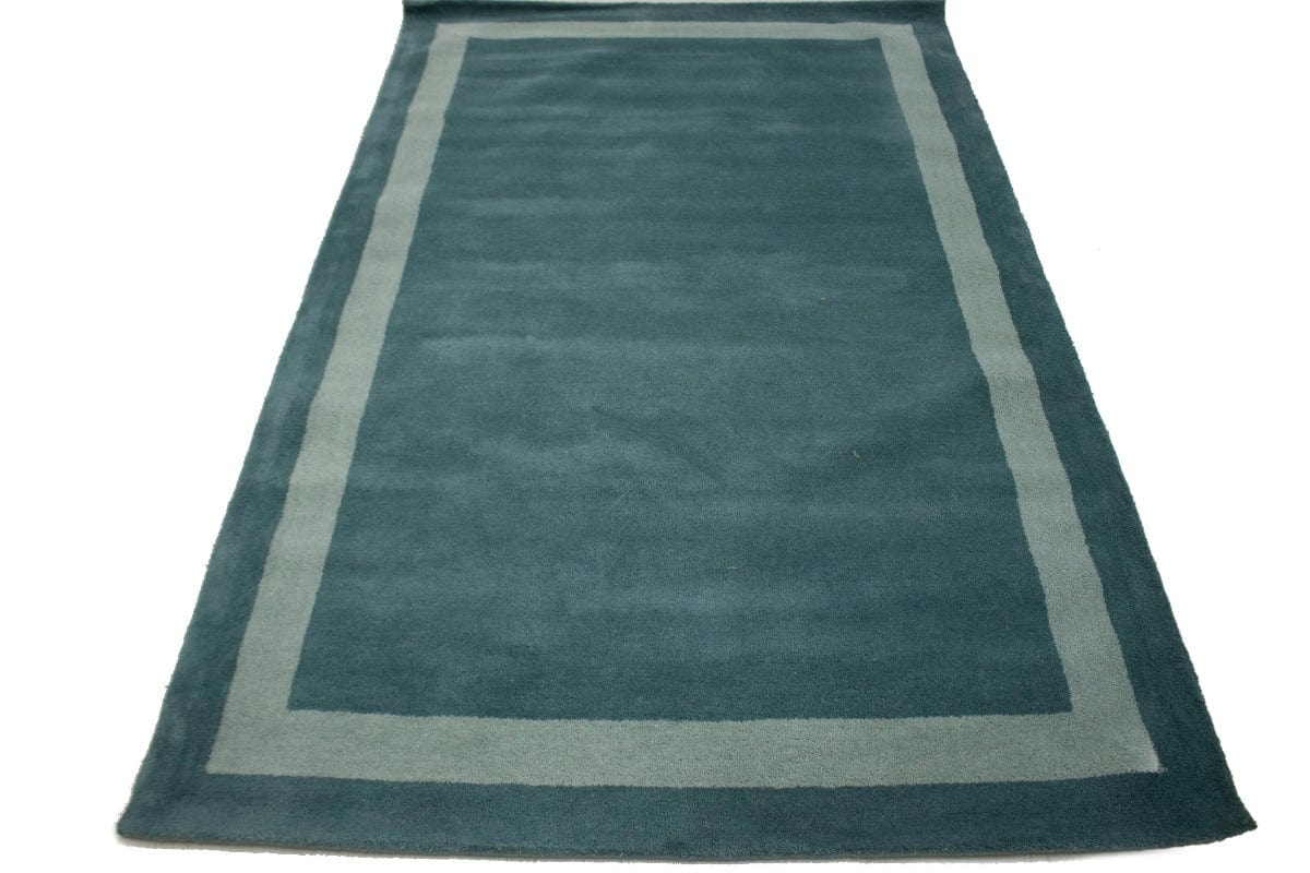 Dark Teal Modern 5X8 Hand-Tufted Rug