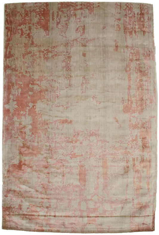 Distressed Coral Red Abstract 6X9 Hand-Loomed Modern Rug
