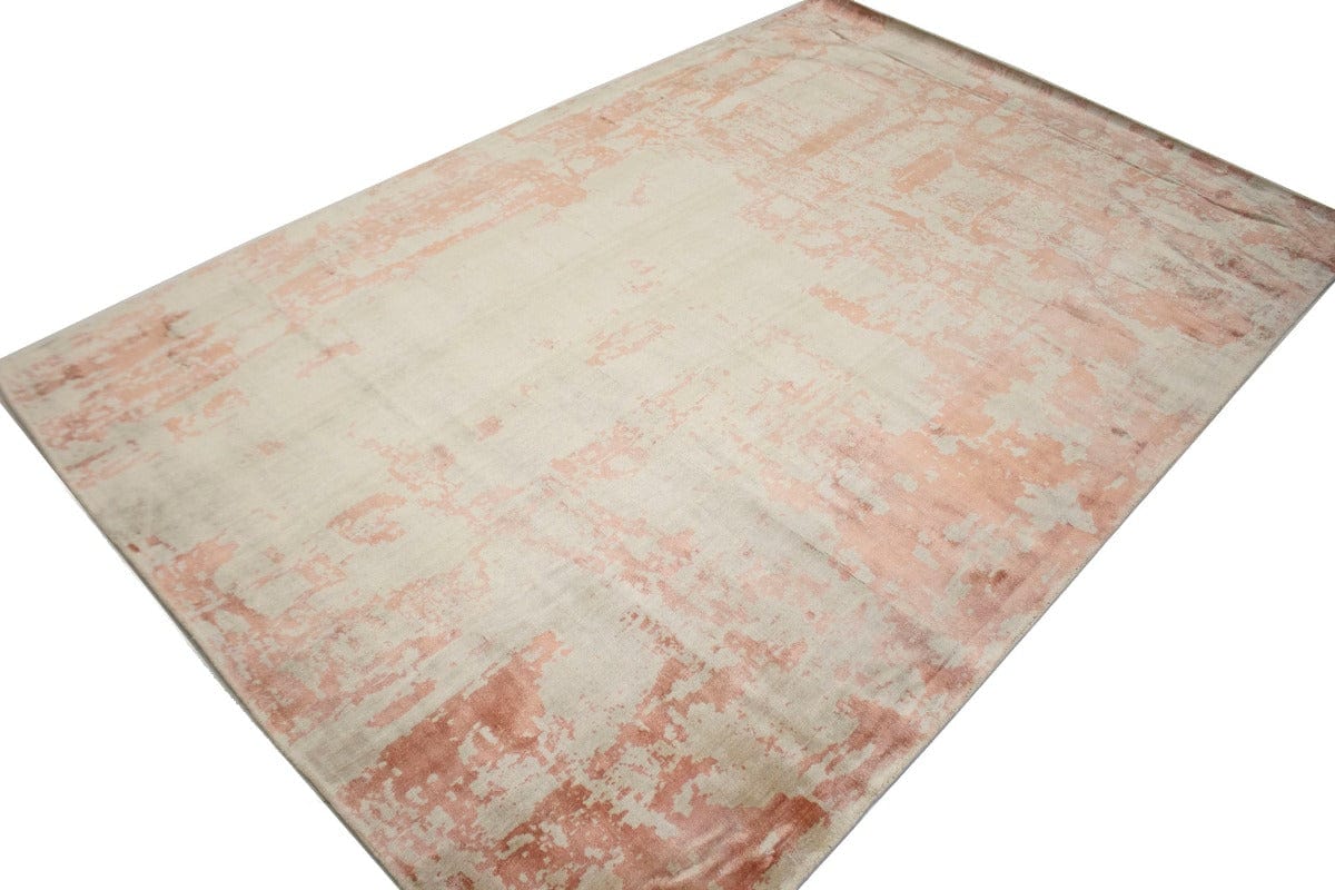 Distressed Coral Red Abstract 6X9 Hand-Loomed Modern Rug