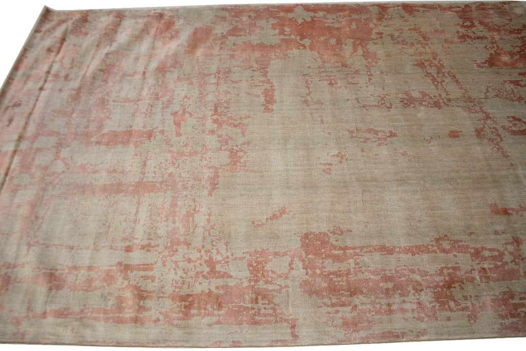 Distressed Coral Red Abstract 6X9 Hand-Loomed Modern Rug