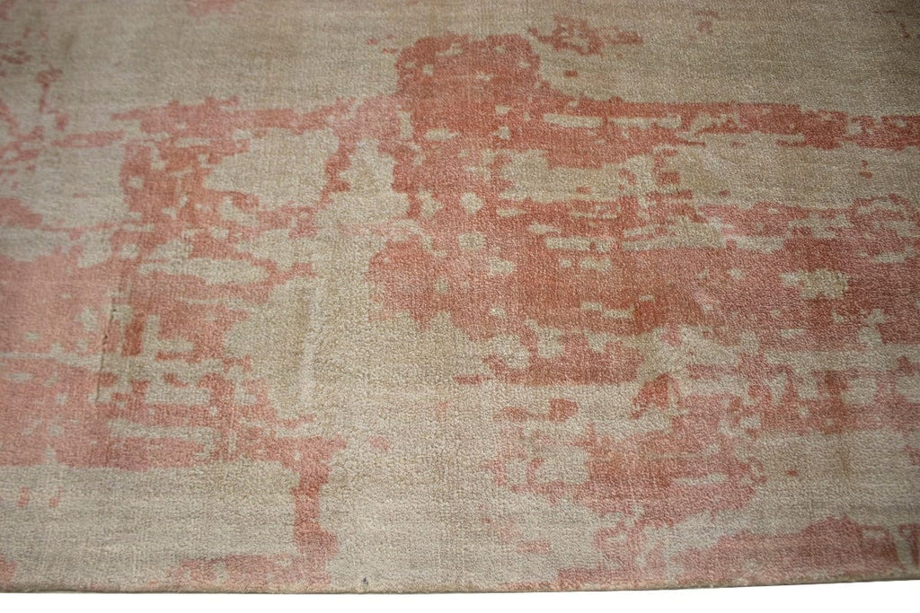 Distressed Coral Red Abstract 6X9 Hand-Loomed Modern Rug