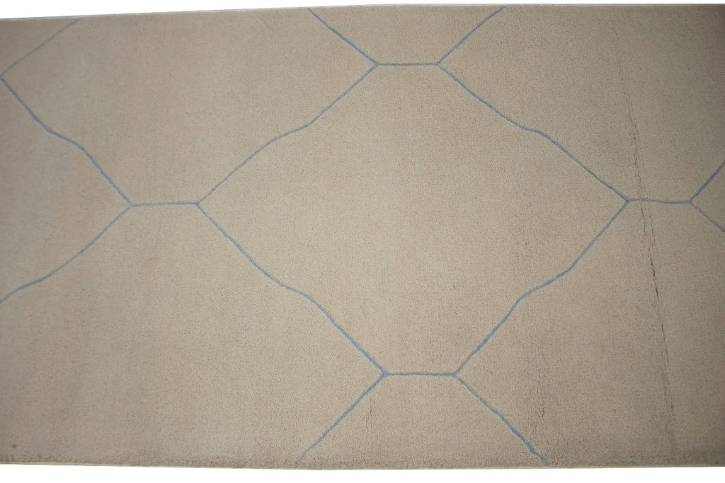 Beige Geometric Modern 3X12 Hand-Tufted Rug