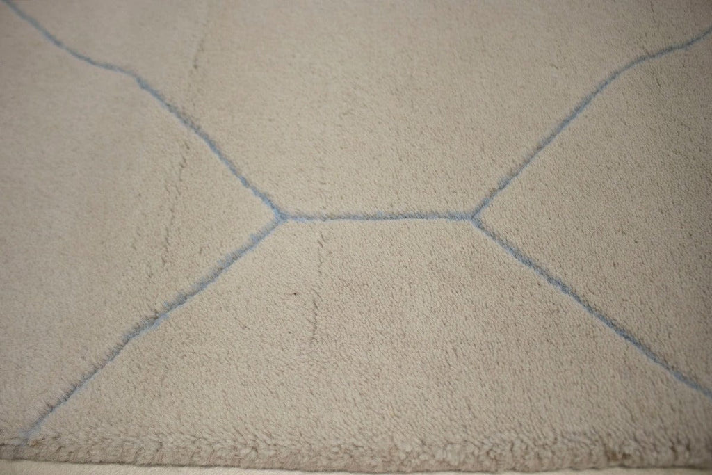 Beige Geometric Modern 3X12 Hand-Tufted Rug