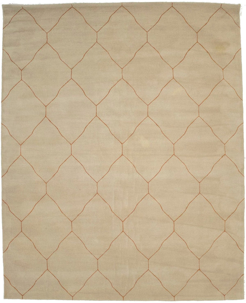 Beige Geometric Modern 8X10 Hand-Tufted Rug