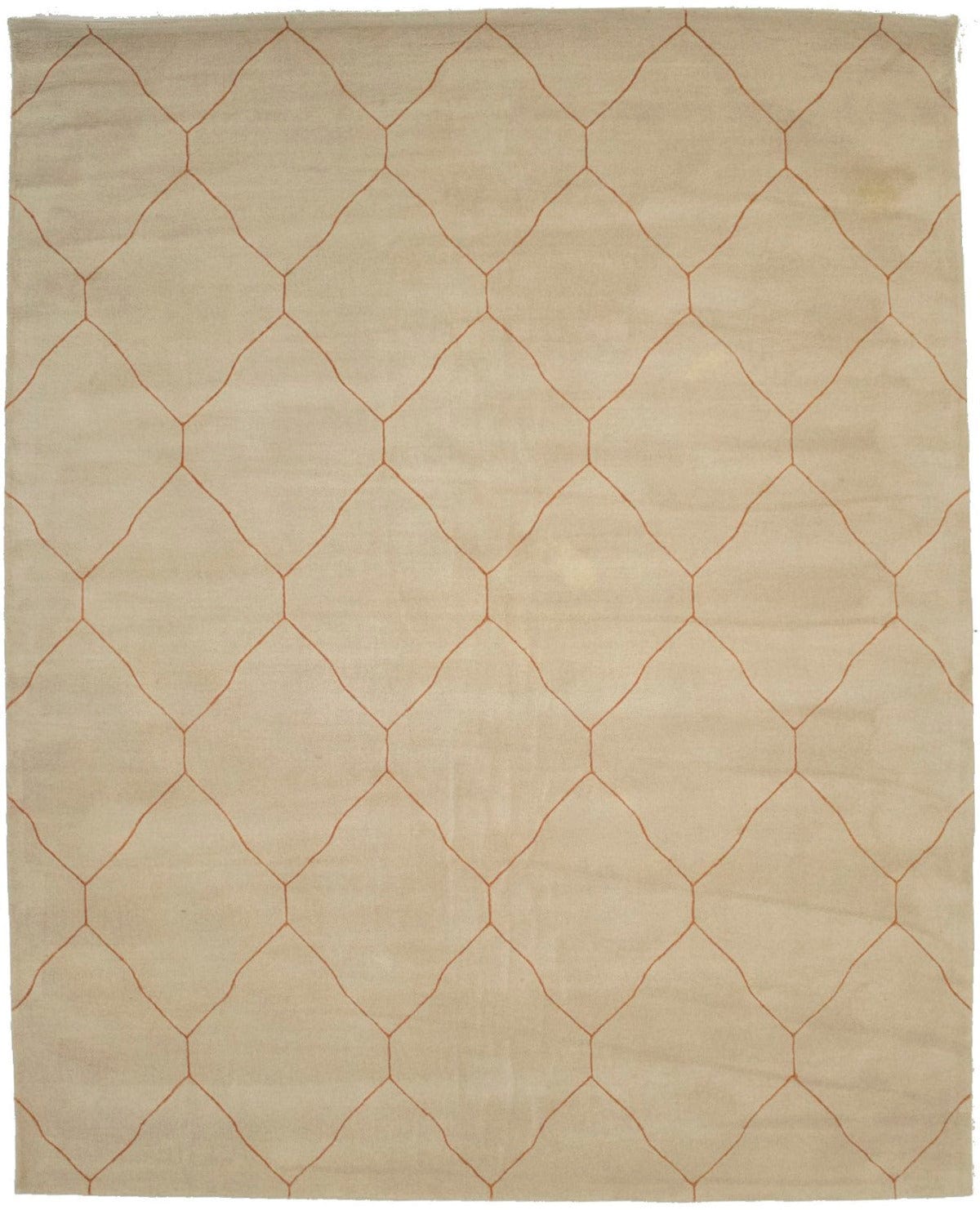 Beige Geometric Modern 8X10 Hand-Tufted Rug