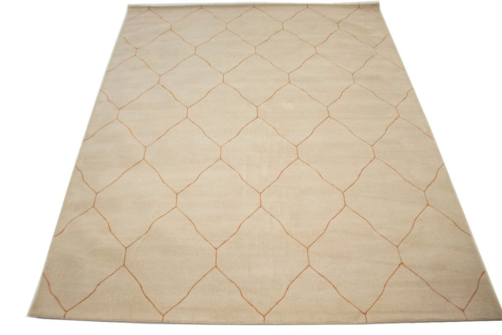 Beige Geometric Modern 8X10 Hand-Tufted Rug