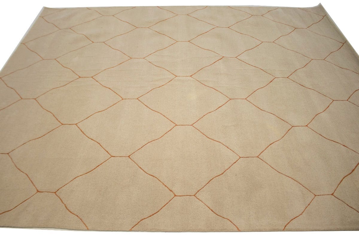 Beige Geometric Modern 8X10 Hand-Tufted Rug