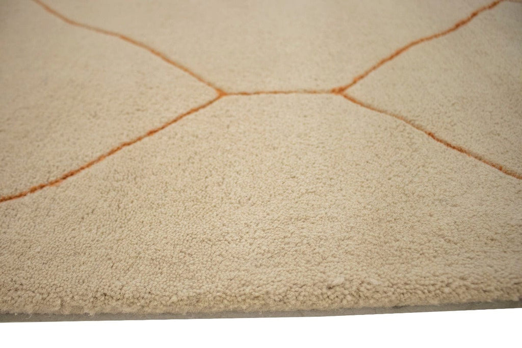 Beige Geometric Modern 8X10 Hand-Tufted Rug