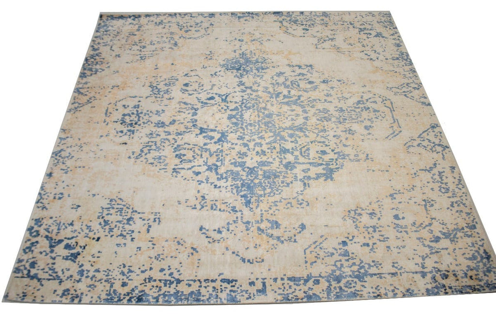 Distressed Floral Modern 9X9 Hand-Loomed Square Rug