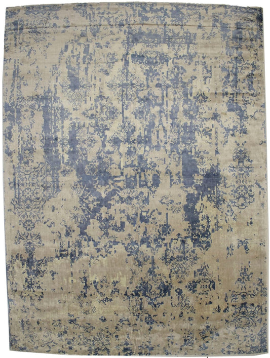 Distressed Abstract Modern 9X12 Hand-Loomed Rug