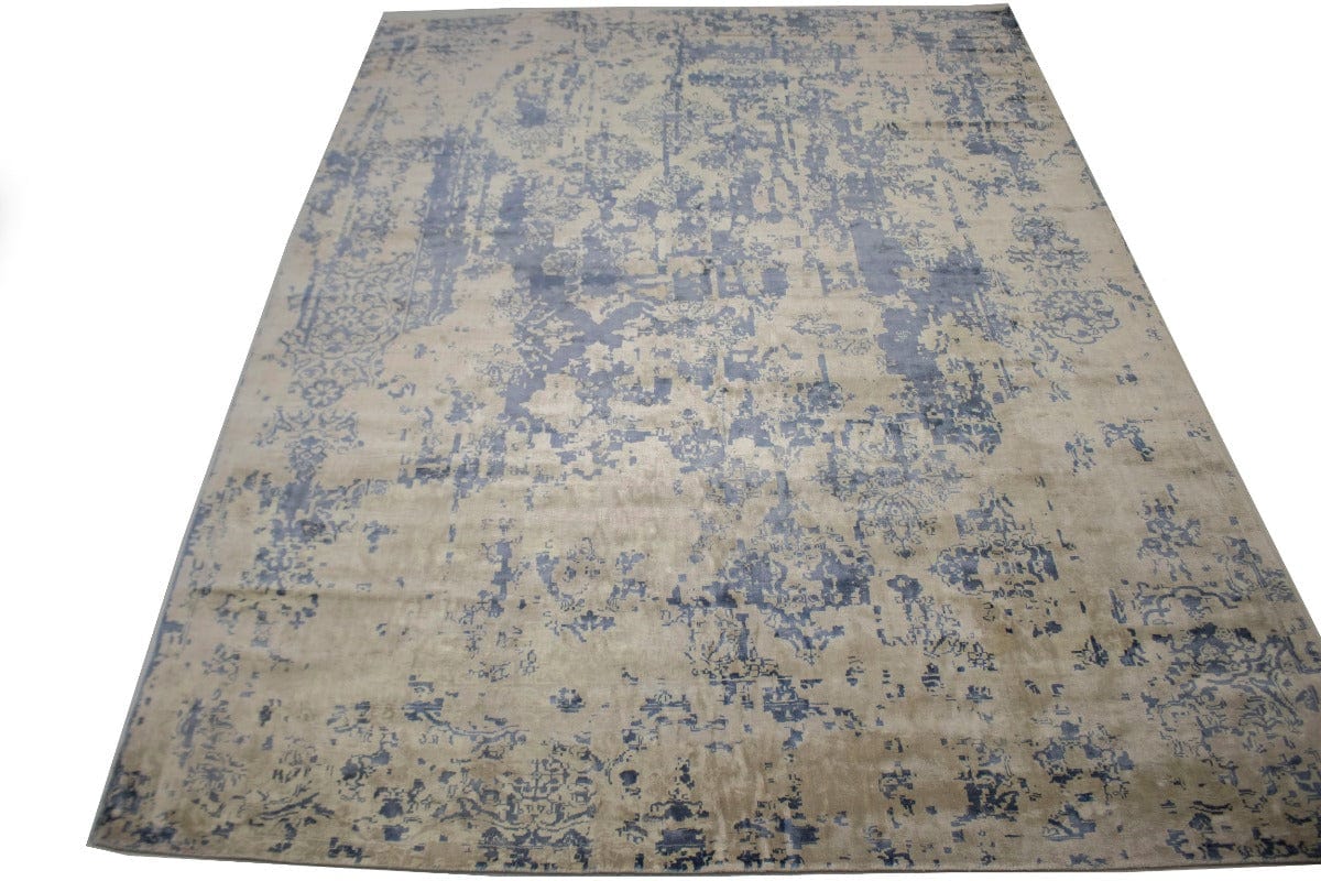 Distressed Abstract Modern 9X12 Hand-Loomed Rug