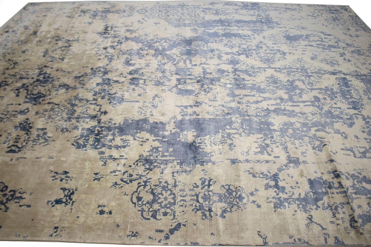 Distressed Abstract Modern 9X12 Hand-Loomed Rug