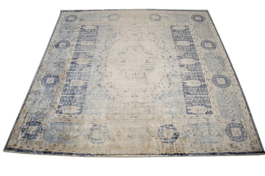 Distressed Floral Modern 9X9 Hand-Loomed Square Rug