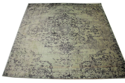 Distressed Floral Modern 9X9 Hand-Loomed Square Rug