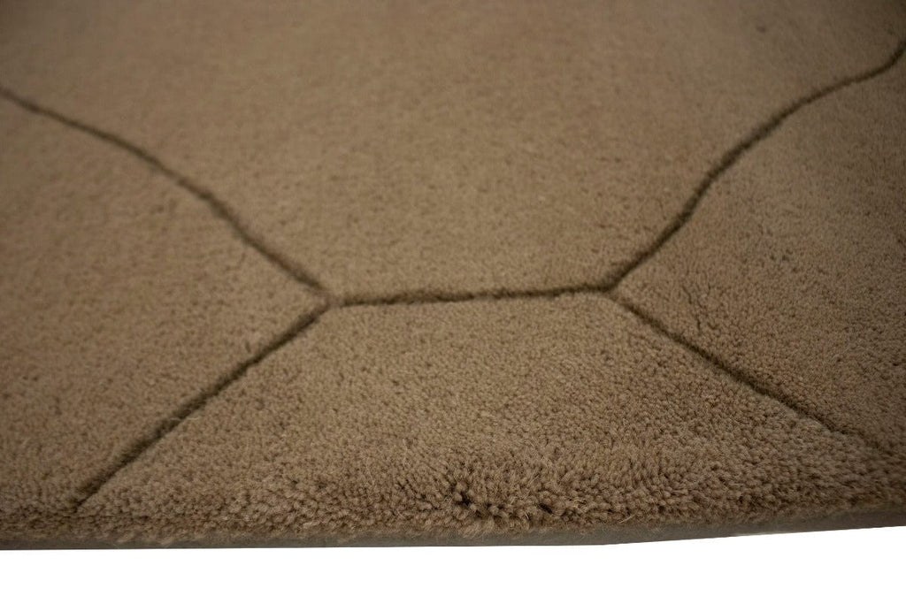 Beige Modern Geometric 9X9 Hand-Tufted Square Rug