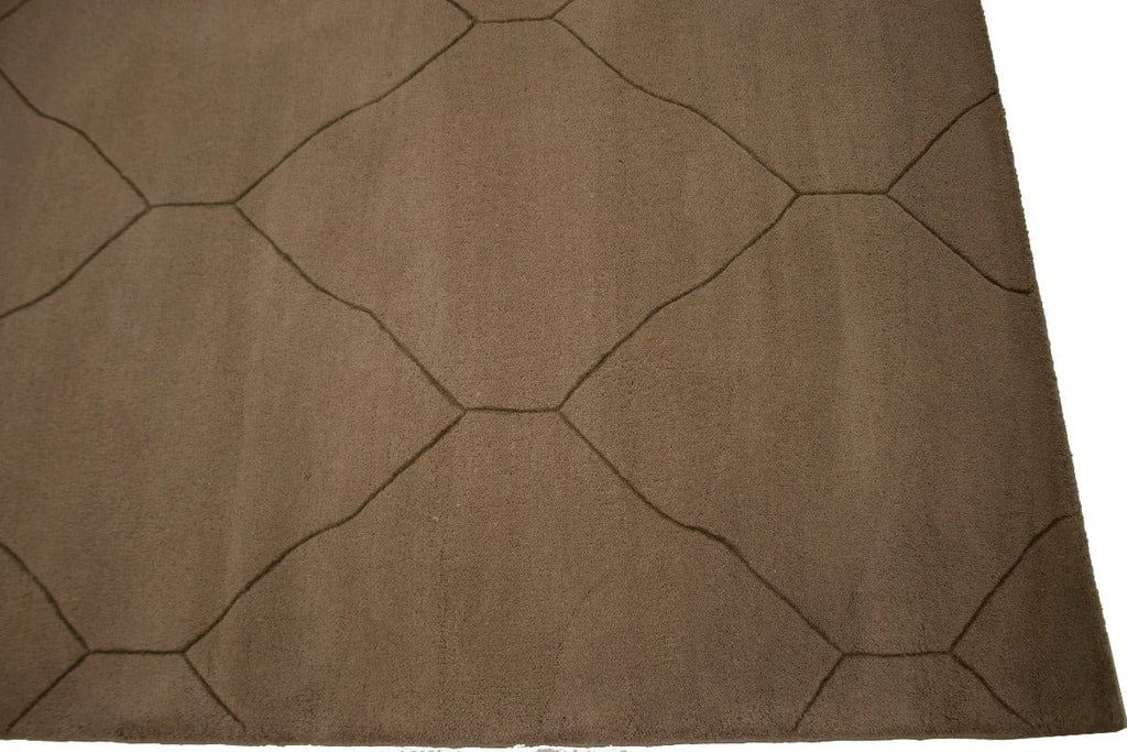 Beige Modern Geometric 9X9 Hand-Tufted Square Rug