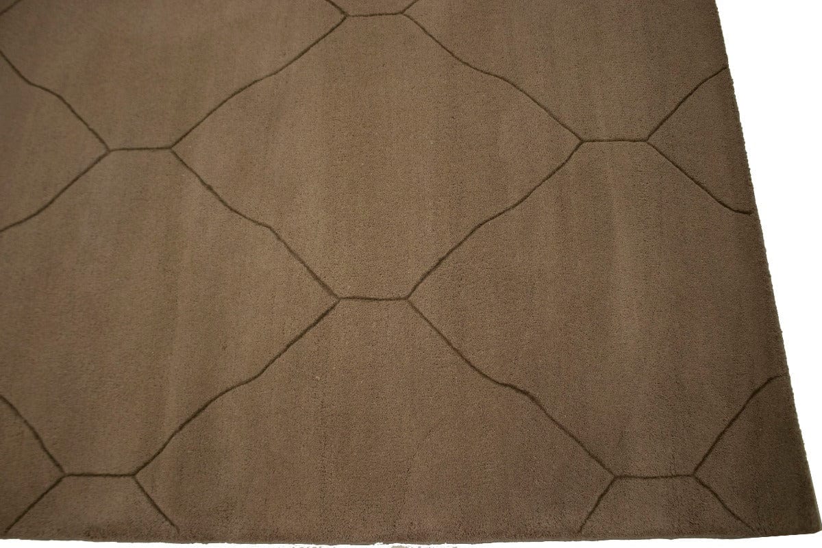 Beige Modern Geometric 9X9 Hand-Tufted Square Rug