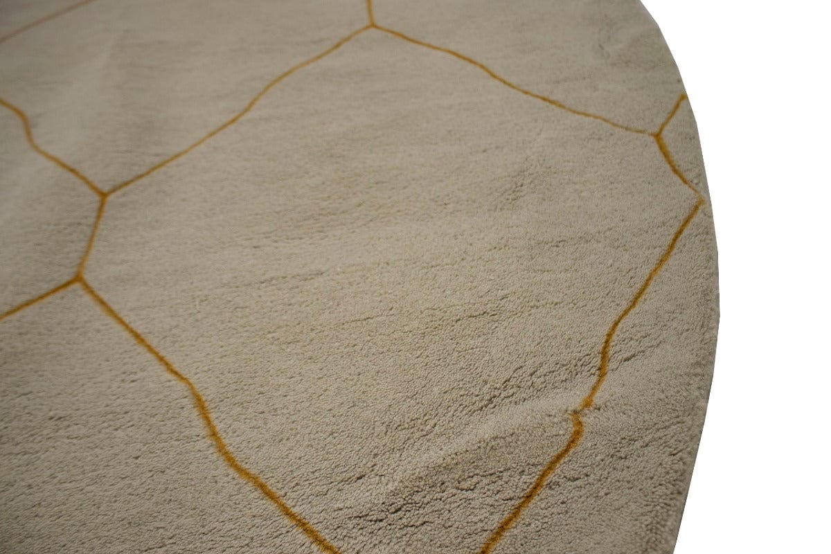 Beige Modern Geometric 9X9 Hand-Tufted Round Rug